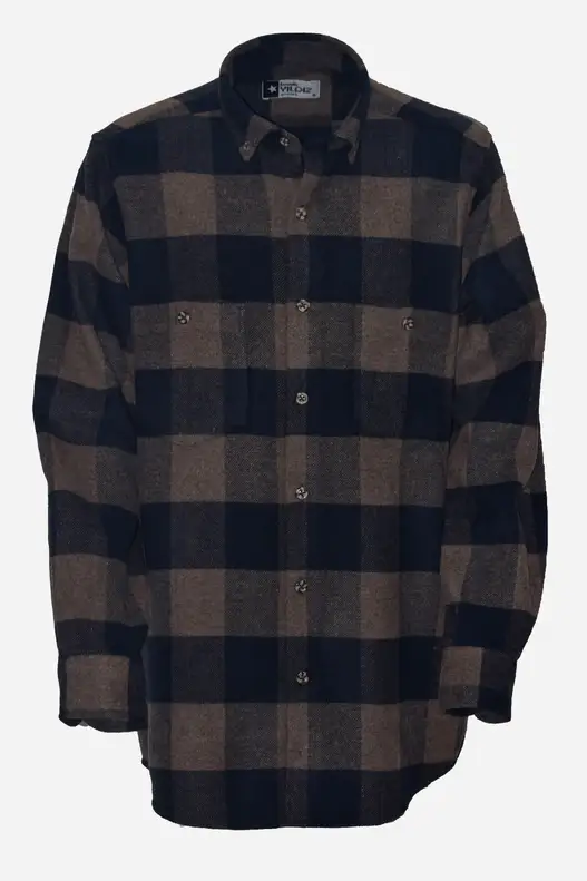 Navy Blue Coffee Checked Lumberjack Men's Shirt