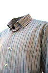 Blue Gray Red Striped Oxford on Powder Ground - 2