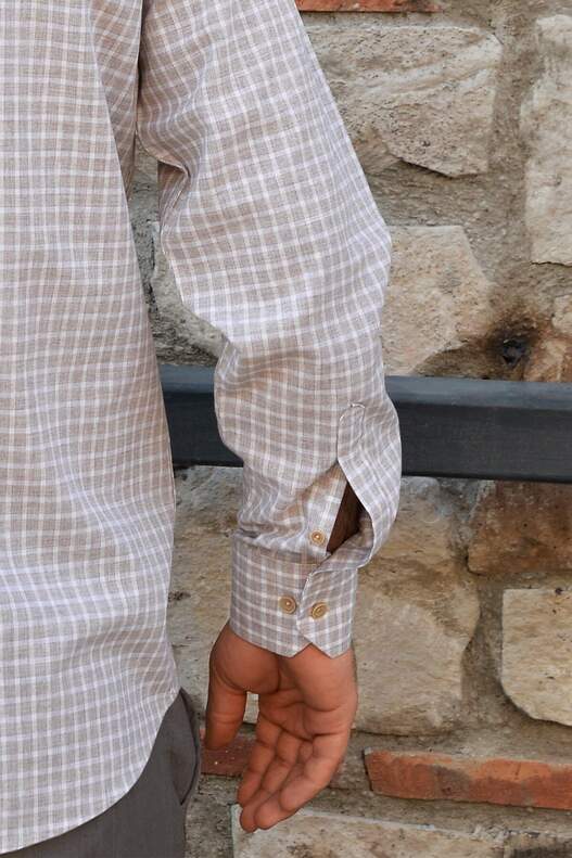 Cream Brown Check Seasonal Shirt