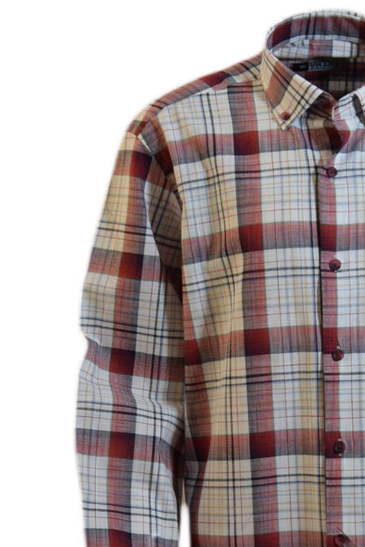 YILDIZ Red Cream Plaid Long Sleeve Shirt
