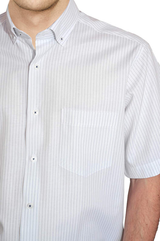Yıldız White Striped Short Sleeve Men's Shirt