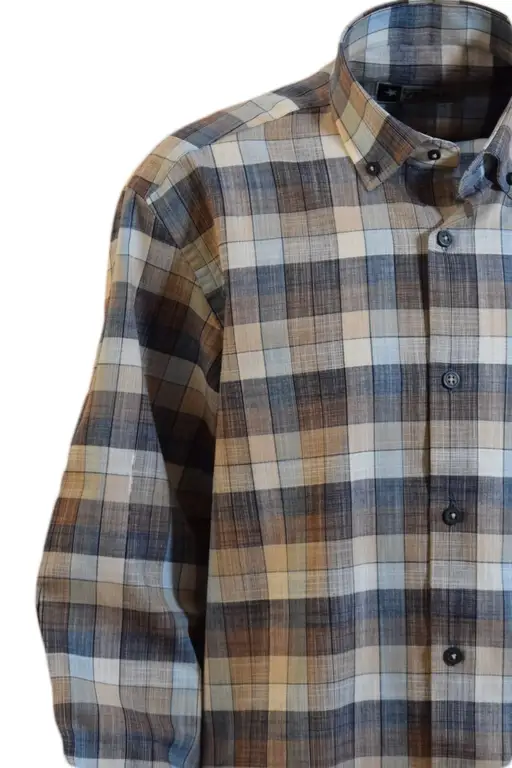 YILDIZ Cream Coffee Beige Checked Long Sleeve Shirt