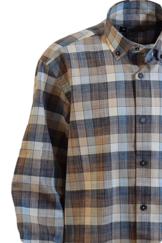 YILDIZ Cream Coffee Beige Checked Long Sleeve Shirt