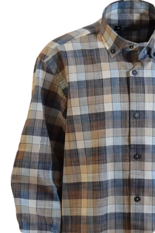 YILDIZ Cream Coffee Beige Checked Long Sleeve Shirt