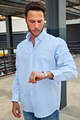 Yıldız Blue White Small Checked Long Sleeve Shirt