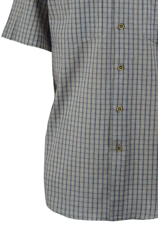 Cream Khaki Blue Checks