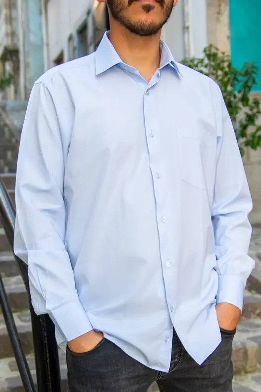 Light Blue Self Patterned Shirt