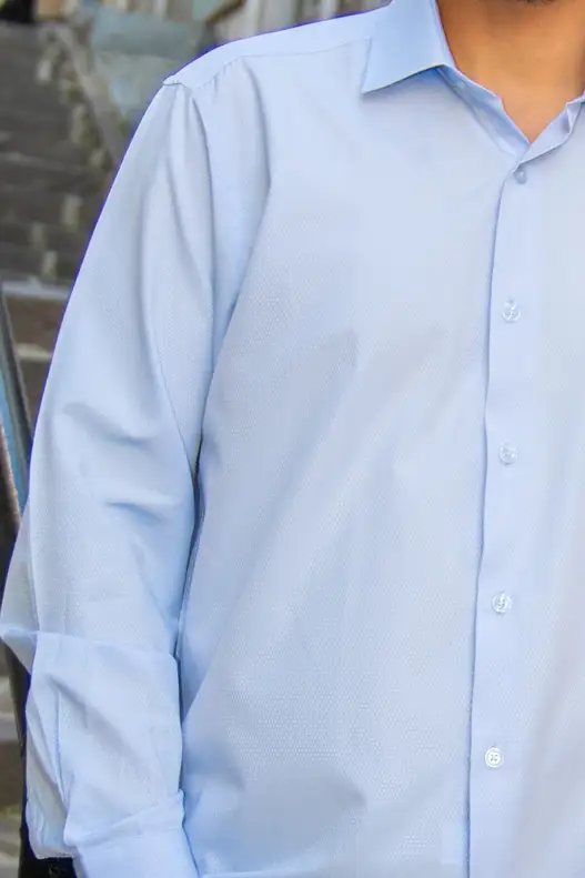 Light Blue Self Patterned Shirt
