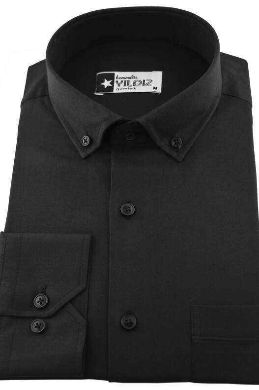 YILDIZ Siyah Klasik Kesim Erkek Gömlek YILDIZ Siyah Klasik Kesim Erkek Gömlek